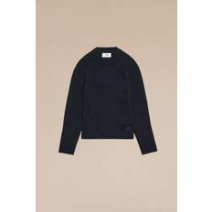 Ami Paris Ribbed Cotton and Wool-Blend Jumper Blue