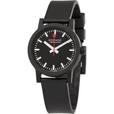 Mondaine Relojes Mondaine Essence Nachhaltige schwarze Quarzuhr für Männer und Frauen mit kostenlosen Alternativbändern, 32 mm