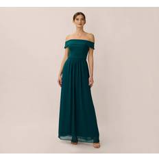 Long Dresses Adrianna Papell Crepe Chiffon Maxi Dress, Hunter