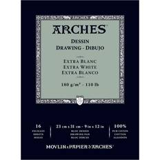 Arches Papeles Arches Drawing Paper Block 9" x 12" Extra White, 16 Sheets