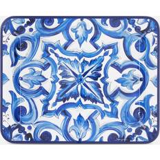 Blauw Serveerschalen Dolce & Gabbana Wooden Tray Medium Rectangular Multicolor