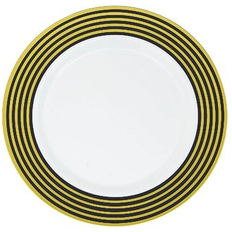 Fun Express Gold Stripe Plastic Dinner Plates Birthday Party Supplies 10 Pieces