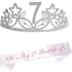 Birthdays Sashes Meant2Tobe 7Th Birthday Gifts For Girl 7Th Birthday Tiara And Sash Happy 7Th