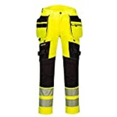 Work Wear Portwest DX4 Hi-Vis Detachable Holster Pocket Trousers - Yellow/Black