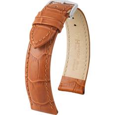 Homme Bracelets de montre Hirsch Duke Embossed Leather Watch Honey Brown Taille: 18MM Coloeur: Marron