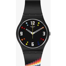Swatch Adult Wrist Watches Swatch Black Carousel Squares SO28B705