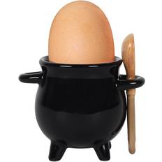 Negro Porta huevos Horror-Shop Hexenkessel Mit Löffel Als Eierbecher Porta huevos 24pcs