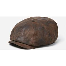 Stetson Gubbkeps Flat cap Hatteras Newsboy Leather Flat Cap brun Storlek: 5859 cm