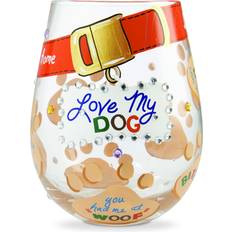 Lolita Enesco Love My Dog Hand-Painted Artisan Stemless Wine Glass