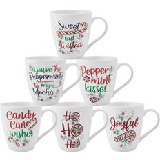 Pfaltzgraff Winterberry Holiday Whimsical Coffee Mugs 6 Count Pack Cup 6pcs