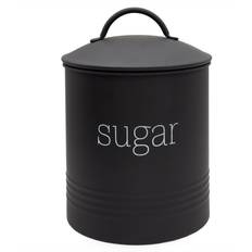 Enamel Kitchen Containers AuldHome Design Enamelware Black Sugar Canister; Modern Farmhouse Kitchen Container