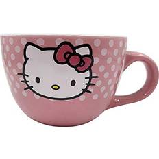 Rosa Posavasos Silver Buffalo Sanrio Hello Kitty Pink Polka Dots Ceramic Soup Mug 24 Ounces Posavasos