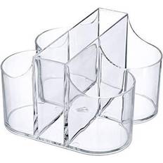 Transparent Utensil Holders King Zak Cutlery Caddy Organiser 5 Compartment - Silverware Organiser & Napkin - Clear Utensil Holder
