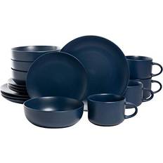 10 Strawberry Street Wazee Matte Coupe Dinnerware 16 pc Midnight Dinner Set 16pcs