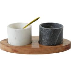 Brown Salt Bowls Storied Home Co-Op 2 Marble on Mango Wood Base Salt Bowl