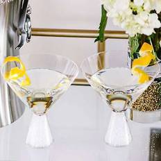 Gray Cocktail Glasses Rhinestone Stemless Crystal-Filled Martini Cocktail Glass