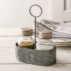 Home 460258 Galvanized Salt & Pepper Caddy Ring Spice Mill
