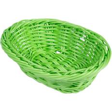 Green Bread Baskets WB-1503-G Oval Polyweave Roll Bread Basket