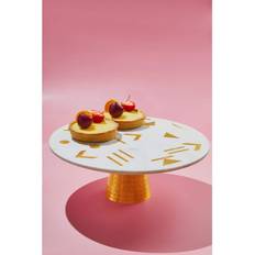 Marble Cake Stands GAURI KOHLI 12 Single Tier Olympia with Gold Inlay Marble Cake Stand