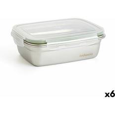 Metal Food Containers Bidasoa Theo Lunch Box 850 ml Silver Metal Set of 6 Food Container