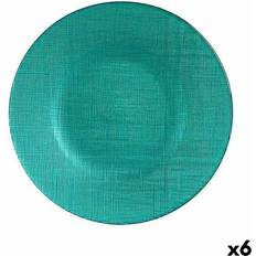 Turquoise Dishes Vivalto Eetbord Turkoois Glas 21 x 2 x 21 cm Set of 6