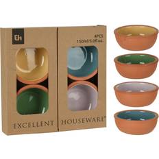 Apto para Microondas Dispensadores de Aceite y Vinagre Excellent Houseware Set 4 Cuencos Para Aperitivos Barro Colores Surtidos 150 ml Ã~10.4 x 4.2 cm Dispensador de Aceite y Vinagre