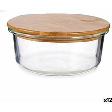 Vivalto Eco-Friendly Round Bamboo Lunch Box with Lid 12 Units Food Container