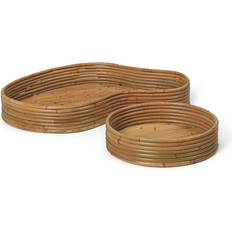 Madera Bandejas de servicio Ferm Living Isola Tablett 2er Set 50x8x35 cm - Natural Stained Bandejade servicio