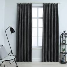 Grigio Tende vidaXL Tende Oscuranti con Ganci 2 pz Antracite in Velluto 140x175 cm