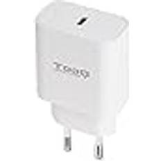 Tooq TQWC-PDUSBC20W 20W USB-C-Wandladegerät mit PD 3.0, kompatibel mit iPhone, iPad Pro/Air, AirPods, Huawei, Xiaomi und mehr, Farbe Weiß