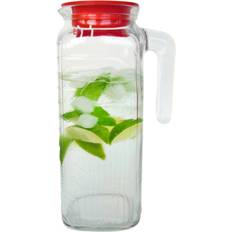 Recipientes de Cocina Bormioli Rocco Jarra Agua Vidrio Transparente Con Tapa 1.2 L Roja 100% Saludable Recipiente de Cocina