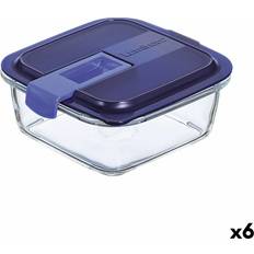 Luminarc Kitchen Storage Luminarc Hermetic Blue Glass Lunch Box 760 ml Set of 6 Food Container
