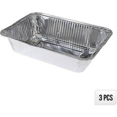 Serveerschalen en Dienbladen uitverkoop Bigbuy Cooking BBQ Aluminium Bereidingsbakjes Set of 5 23 x 16 cm