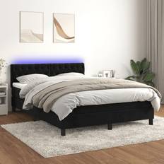 Hard Bedframes vidaXL Boxspring Met Matras En LED Fluweel 140x190 cm