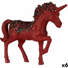 Red Figurines Red Unicorn Decorative Figure 9.5 x 31 x 40 cm 6 Units Figurine