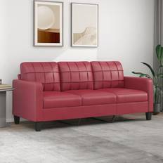 Kunstlæder Sofaer vidaXL 3-personers kunstlæder vinrød Sofa