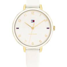 Tommy hilfiger leather watch Tommy Hilfiger White Brushed Leather Watch GOLD One Size