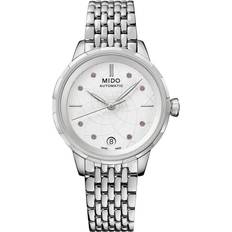 Mido Horloges Mido Rainflower kristallen accenten witte wijzerplaat automatisch M043.207.11.011.00 M0432071101100 dameshorloge Wit