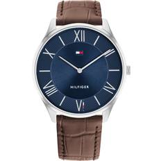 Tommy hilfiger leather watch Tommy Hilfiger Navy Brown Leather Watch One Size