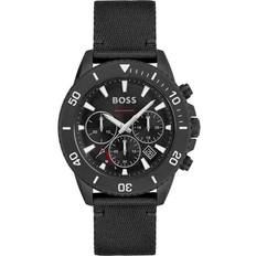 HUGO BOSS Armbåndsure på tilbud HUGO BOSS Black-dial chronograph watch with fabric