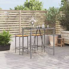 Best Outdoor Bar Tables vidaXL Grey with Glass Top 110 x 70 x 110 cm Outdoor Bar Table