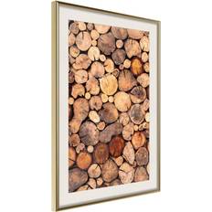 Artgeist Inramad Tavla Log Pile Guldram Poster