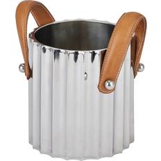 Metallo Borse termiche Hill Interiors Fluted Handled Single -Ice Bucket- Leather/Metal Bottle Cooler