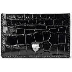 Croc Leather Slim Credit Card Case - Black/Blue