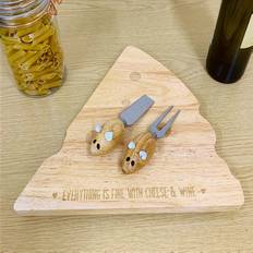 Käseplatten reduziert Wedge Shape with Mouse Knives Cheese Board