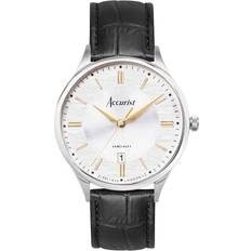 Accurist Classic White Black Leather