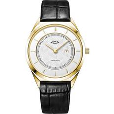 Rotary Watches Rotary Special Edition Champagne Collection, Art Deco Black Leather White GS08007/02