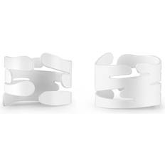 Bianco Portatovaglioli Alessi Set di Due In Acciaio Con Resina Epossidica 3 cm x 4.5 cm x 4.5 cm Portatovagliolo