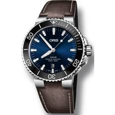 Oris Aquis Date Leather Blue