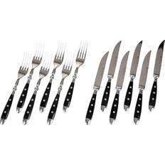 Bambù Set posate Gräwe Steakbesteck Nürnberg 12-teilig 6 Personen Edelstahl Schwarzer Griff Set posate